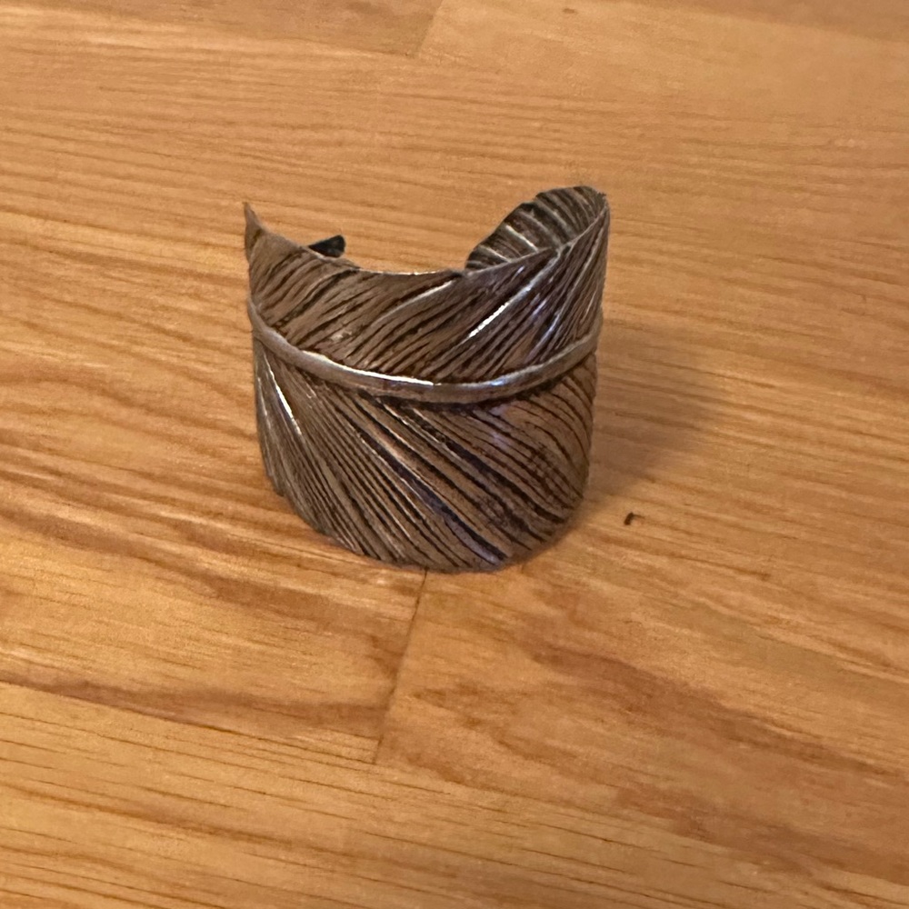 Women's Silver Feather Motif Cuff Bracelet